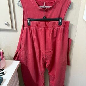 Free People Red Sleeveless Jumpsuit